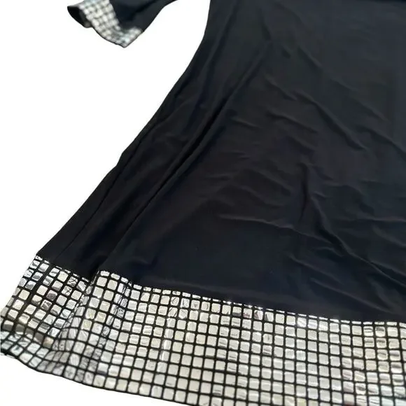 Tiana B - Embellished Black Cocktail Shift Dress with Silver Accent - Size Large - Picture 5 of 7